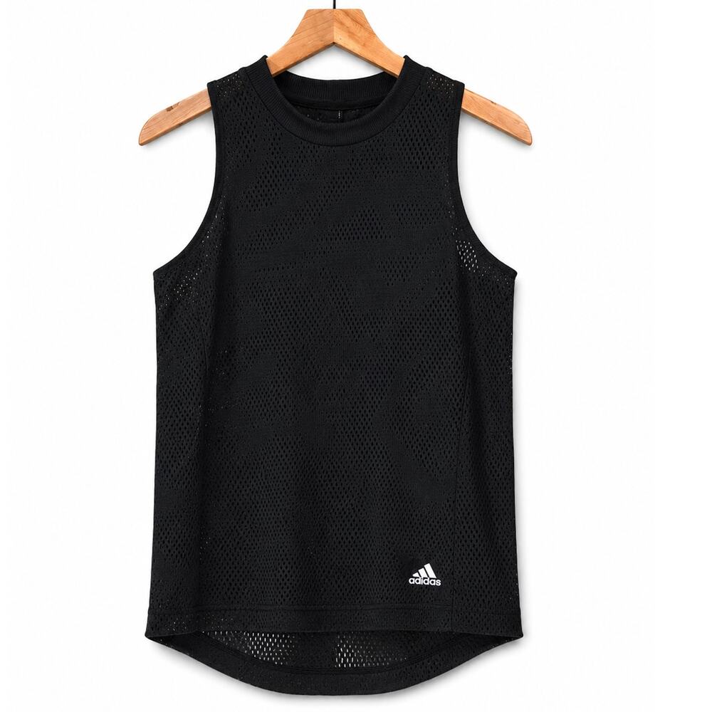 adidas Mesh Sleeveless Tank Top Black 3 Stripe Athletic XS